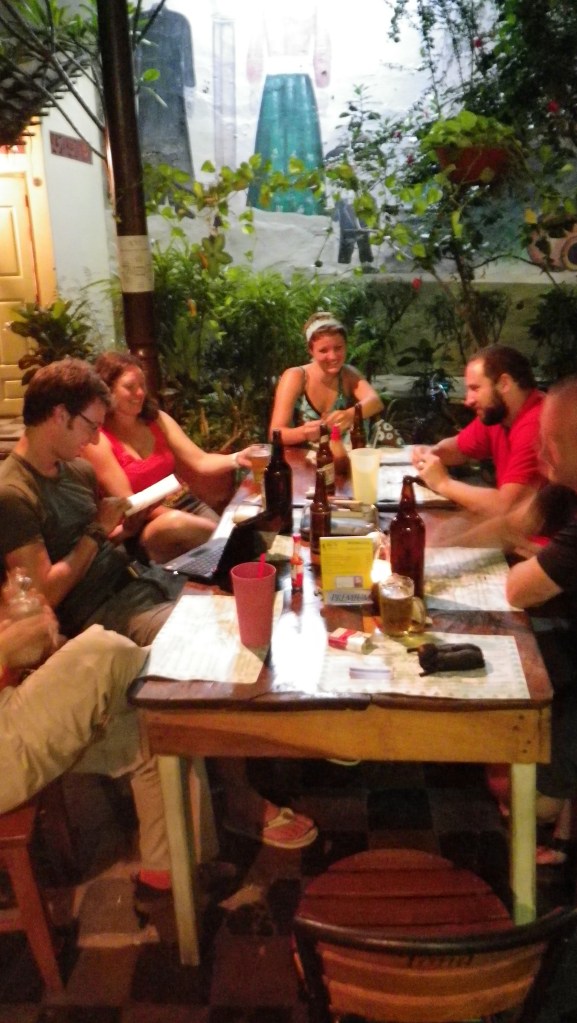 Coincidental moto travelers party in Leon.