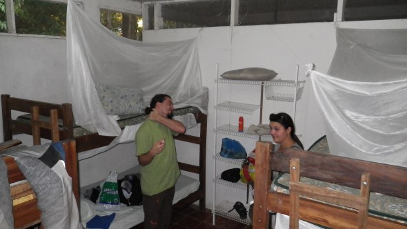 Sam and Doris in our disgusting dorm in Palo Verde National Park