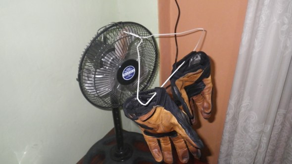 Vain attempt to dry leather...