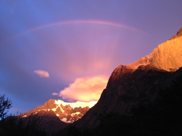 Glorious rainbow studded sunrise the morning of our fourth day