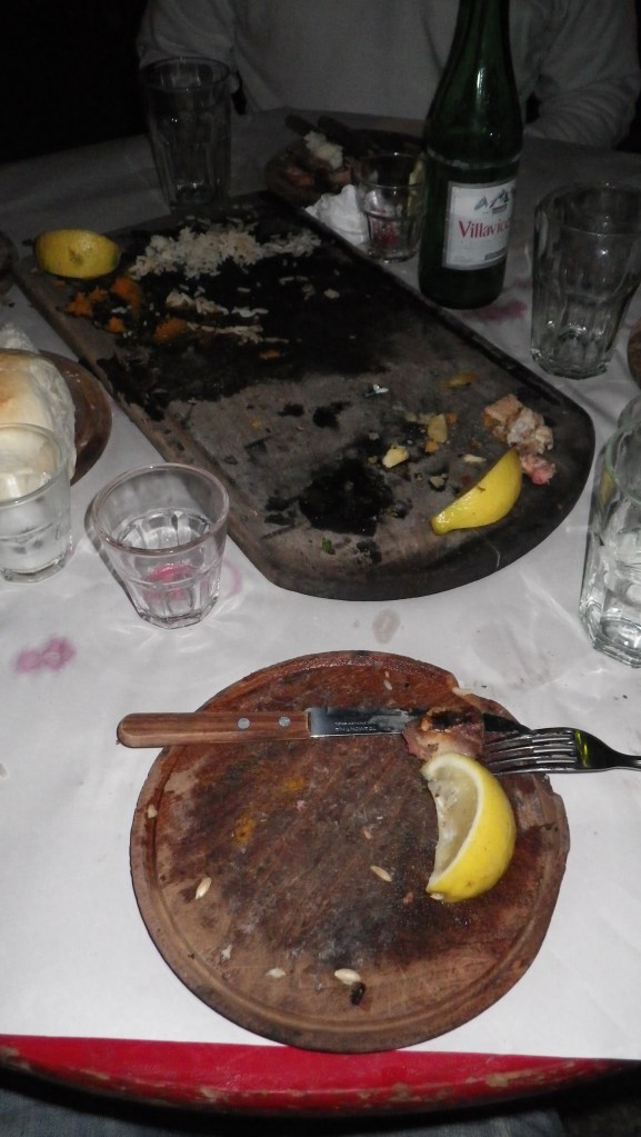 Remnants of a typical Argentine Parilla dinner